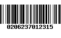 Código de Barras 0206237012315