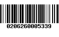 Código de Barras 0206260005339