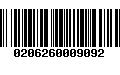 Código de Barras 0206260009092