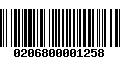 Código de Barras 0206800001258