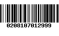 Código de Barras 0208107012999