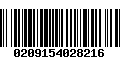 Código de Barras 0209154028216