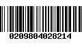 Código de Barras 0209804028214