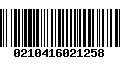 Código de Barras 0210416021258