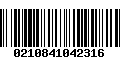 Código de Barras 0210841042316