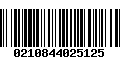 Código de Barras 0210844025125