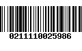 Código de Barras 0211110025986