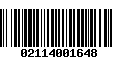 Código de Barras 02114001648