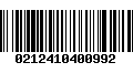 Código de Barras 0212410400992