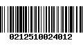 Código de Barras 0212510024012