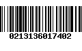 Código de Barras 0213136017402