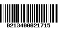 Código de Barras 0213400021715