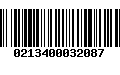 Código de Barras 0213400032087