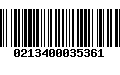 Código de Barras 0213400035361