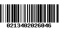 Código de Barras 0213402026046