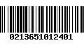 Código de Barras 0213651012401