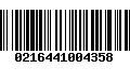 Código de Barras 0216441004358