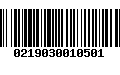 Código de Barras 0219030010501