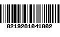 Código de Barras 0219281041002