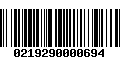 Código de Barras 0219290000694