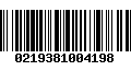 Código de Barras 0219381004198