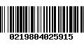 Código de Barras 0219804025915