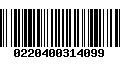 Código de Barras 0220400314099