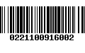 Código de Barras 0221100916002