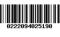 Código de Barras 0222094025190