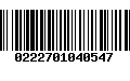 Código de Barras 0222701040547