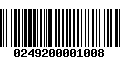 Código de Barras 0249200001008