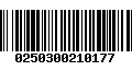 Código de Barras 0250300210177