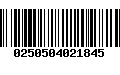 Código de Barras 0250504021845