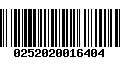 Código de Barras 0252020016404