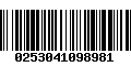 Código de Barras 0253041098981