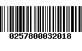 Código de Barras 0257800032018