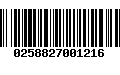 Código de Barras 0258827001216