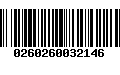 Código de Barras 0260260032146