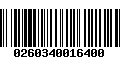 Código de Barras 0260340016400