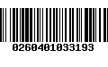 Código de Barras 0260401033193