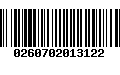 Código de Barras 0260702013122