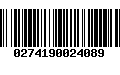 Código de Barras 0274190024089