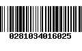 Código de Barras 0281034016025