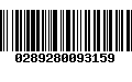 Código de Barras 0289280093159