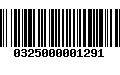 Código de Barras 0325000001291