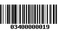 Código de Barras 03400000019