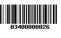 Código de Barras 03400000026