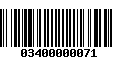 Código de Barras 03400000071