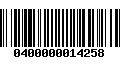 Código de Barras 0400000014258