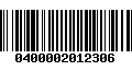 Código de Barras 0400002012306